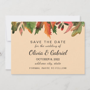 Reserva La Fecha Las hojas caen. Boda de follaje de Woodland