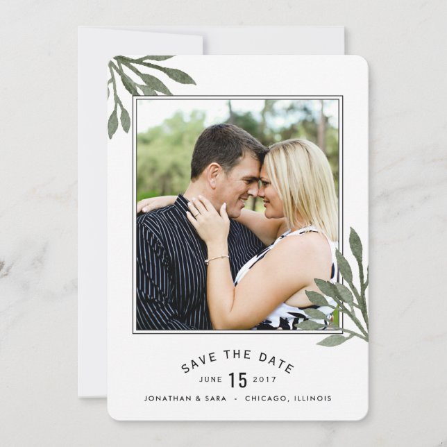 Reserva La Fecha Las Hojas De Acuarela Ahorran Las Fotos De Fecha 2 (Anverso)