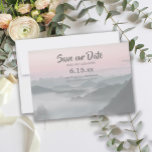 Reserva La Fecha Las Montañas Gris Rosa Salven A Nuestro Boda De Ci<br><div class="desc">Suave boda de montañas cubiertas de niebla gris y rosa de color rosa mudo Salven nuestras tarjetas de fecha sin foto. Personaliza con tu propio texto. Póngase en contacto con nosotros para obtener ayuda sobre la personalización o para solicitar productos coincidentes.</div>