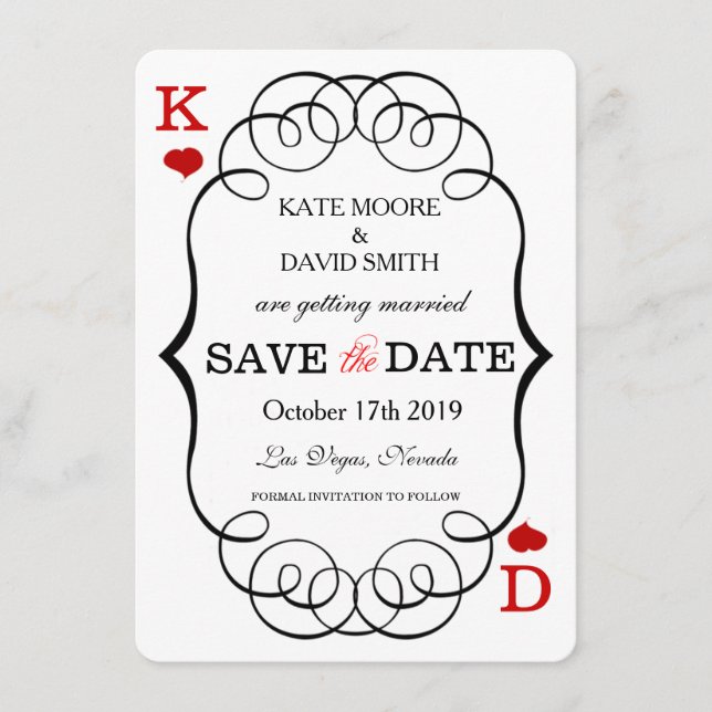 Reserva La Fecha Las Vegas Casino Moderno Chic Foto Guardar La Fech (Anverso)