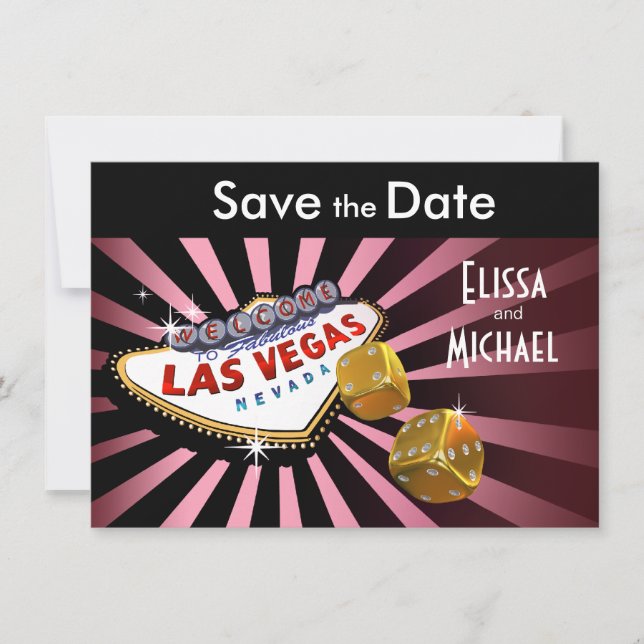 Reserva La Fecha Las Vegas Starburst Save the Date color de oro neg (Anverso)