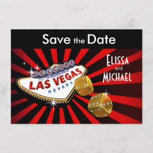 Reserva La Fecha Las Vegas Starburst Save the Date red black gold