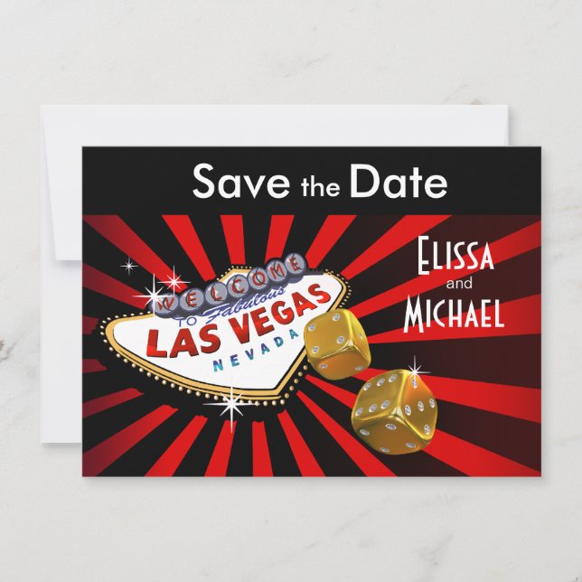 Reserva La Fecha Las Vegas Starburst Save the Date red black gold (Anverso)