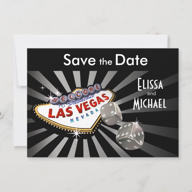Reserva La Fecha Las Vegas Starburst Save the Date Silver black (Anverso)