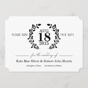 Reserva La Fecha Laurel Wreath Black & White Nonphoto Save the Date
