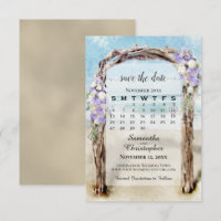 Lavanda Floral Playa Arbor & Calendario Boda
