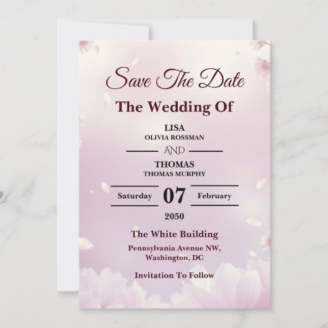 Reserva La Fecha Lavender Blush Dreamy Wedding Save The Date (Anverso)
