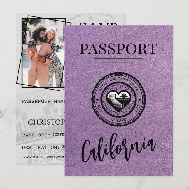 Reserva La Fecha Lavender California Passport Ahorra La Fecha (Anverso / Reverso)