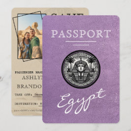 Reserva La Fecha Lavender Egypt Passport Wedding Save the Date
