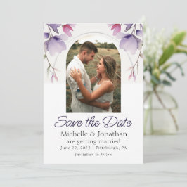 Reserva La Fecha Lavender Floral Photo Bible Verse Boda