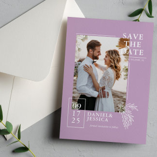 Reserva La Fecha Lavender Modern Photo Wedding Salva La Fecha