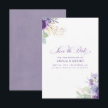 Reserva La Fecha Lavender Purple Botanical Elegant Save the Date<br><div class="desc">Lavender purple flowers and gold greenery elegant botanical boho save the date cards</div>