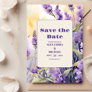 Reserva La Fecha Lavender Purple Floral Elegante Boda