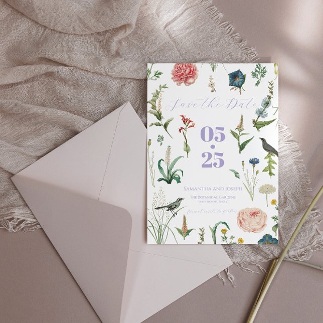 Reserva La Fecha Lavender Sage Garden Save the Date Card (Subido por el creador)