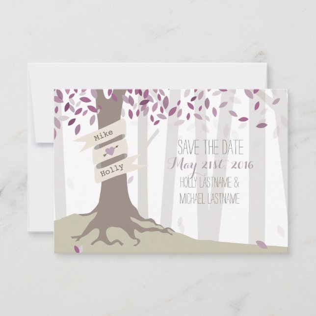 Reserva La Fecha Lavender Woodland Wedding Save The Date (Anverso)
