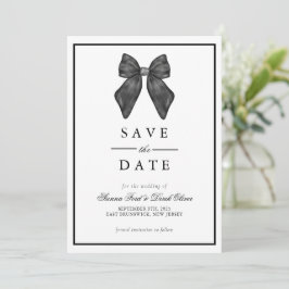 Reserva La Fecha Lazo de cinta clásico boda en blanco y negro