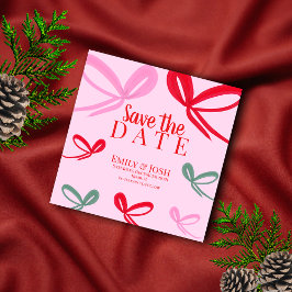 Reserva La Fecha Lazos rojos de Navidad multicolor Save the Date
