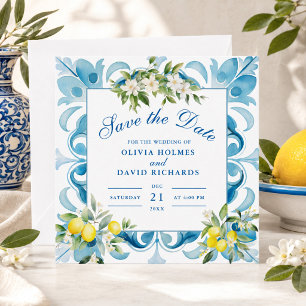 Reserva La Fecha Lemon de la Costa Amalfitana Azulejo Azul Boda