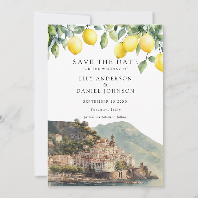 Reserva La Fecha Lemons Amalfi Coast Italy Wedding (Anverso)