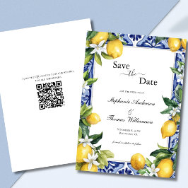 Reserva La Fecha Lemons Mediterranean QR code Wedding Save the Date