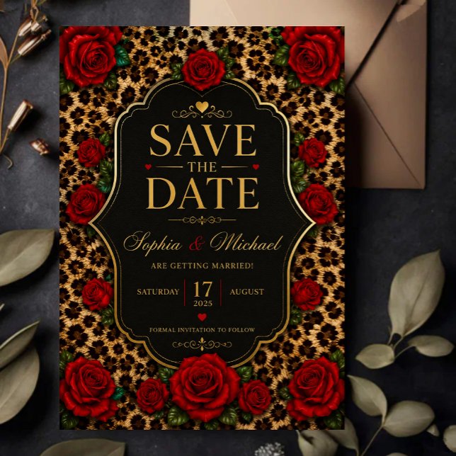 Reserva La Fecha Leopard Print and Red Rose  (Subido por el creador)