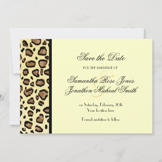 Reserva La Fecha Leopard Print Custom Wedding Guardar la fecha (Anverso)
