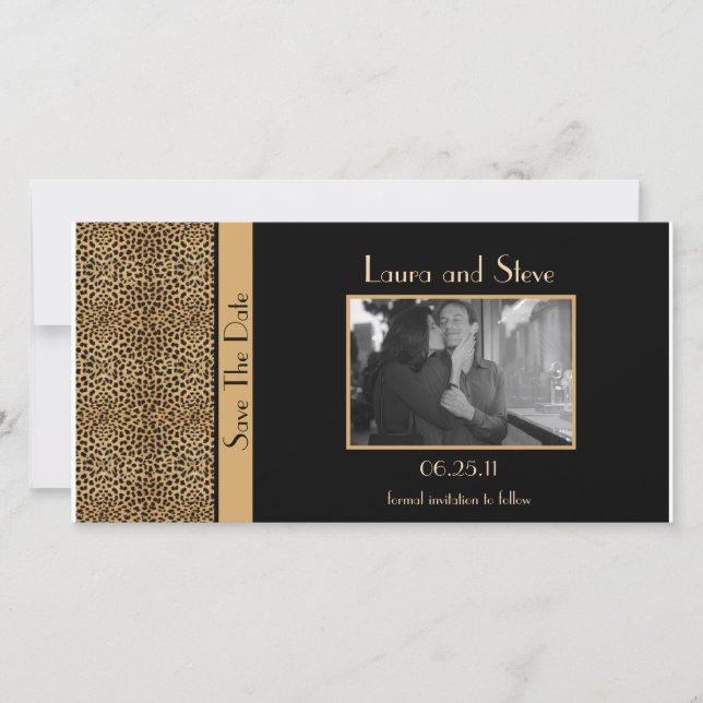 Reserva La Fecha Leopard Print Save the Date Photo Card (Anverso)