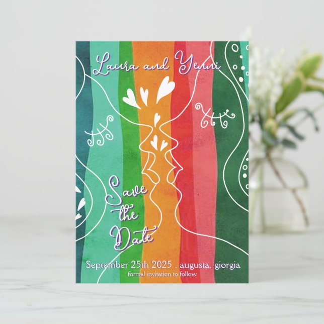 Reserva La Fecha Lesbian Love Doodle (Anverso de pie)