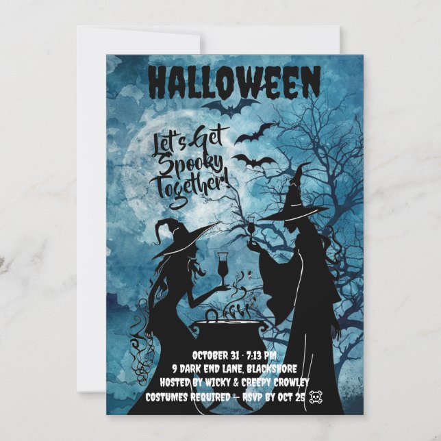 Reserva La Fecha Let’s Get Spooky – Blue Halloween Invite (Anverso)