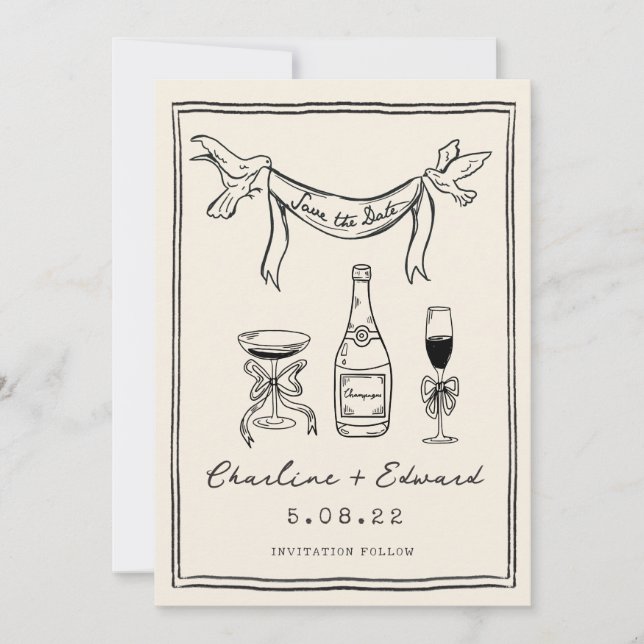 Reserva La Fecha Letra a mano funky Save the date (Anverso)