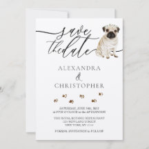 letra caligráfica para boda de cachorro Pug