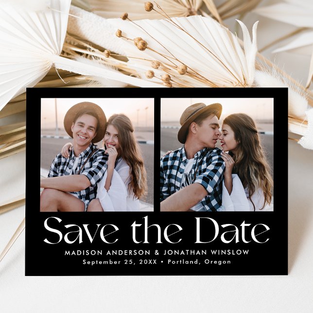 Reserva La Fecha Letras modernas en blanco y negro 2 fotos (Subido por el creador)