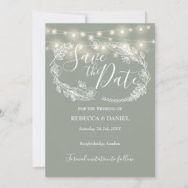 Reserva La Fecha Leyenda de cadena Floral Sage Green Boda