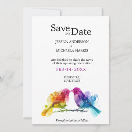 Reserva La Fecha LGBTQ+ con código QR Rainbow Lovebirds