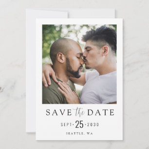 Reserva La Fecha LGBTQ Moderno Simple Elegante Foto Guardar la Fech