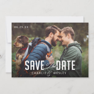 Reserva La Fecha LGBTQ Simple Tradicional Guardar la fecha con foto