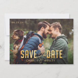 Reserva La Fecha LGBTQ Simple Tradicional Guardar la fecha con foto
