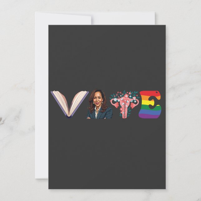 Reserva La Fecha Libros de VOTO Uterus LGBT Kamala Harris Walz Elec (Anverso)