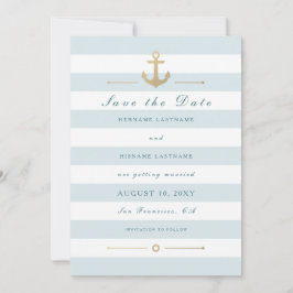 Reserva La Fecha Ligero Aqua Nautical Save the Date Flat Card