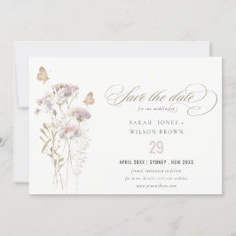 Reserva La Fecha Lila Helecho Flor Silvestre Botánico Boda Aquarela