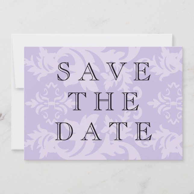 Reserva La Fecha Lilac Damask Simple Avisa la Fecha (Anverso)