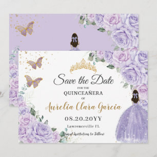 Reserva La Fecha Lilac Floral Quinceañera 15 Princesa