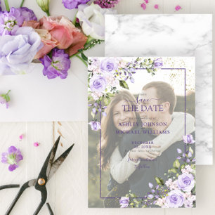 Reserva La Fecha Lilac Lavender Vellum Overlay Photo Save the Date