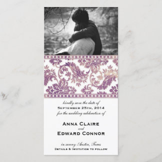 Reserva La Fecha Lilac Vintage Damask Lace Save the Date