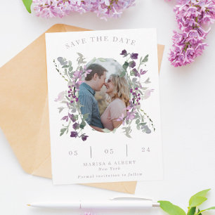 Reserva La Fecha Lilac Wildflowers Boda de marcos ovalados