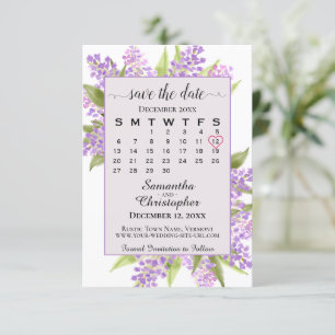 Reserva La Fecha Lilacs acuarela y Boda del Boho de Lavender Calend
