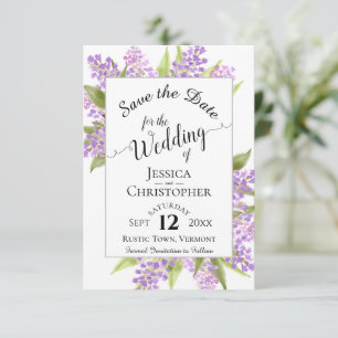 Reserva La Fecha Lilacs acuarela y caligrafía Boda simple