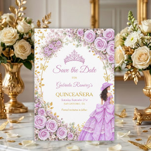 Reserva La Fecha Lilas Rosas Moradas Mariposa Dorada Quinceañera
