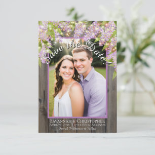 Reserva La Fecha Lilios de Agua Rústicos en Madera Foto Boda