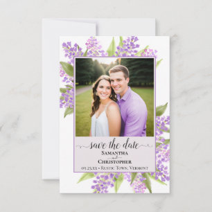 Reserva La Fecha Lilios Lilas Acuarela Rústica y Boda Lavanda Fotog